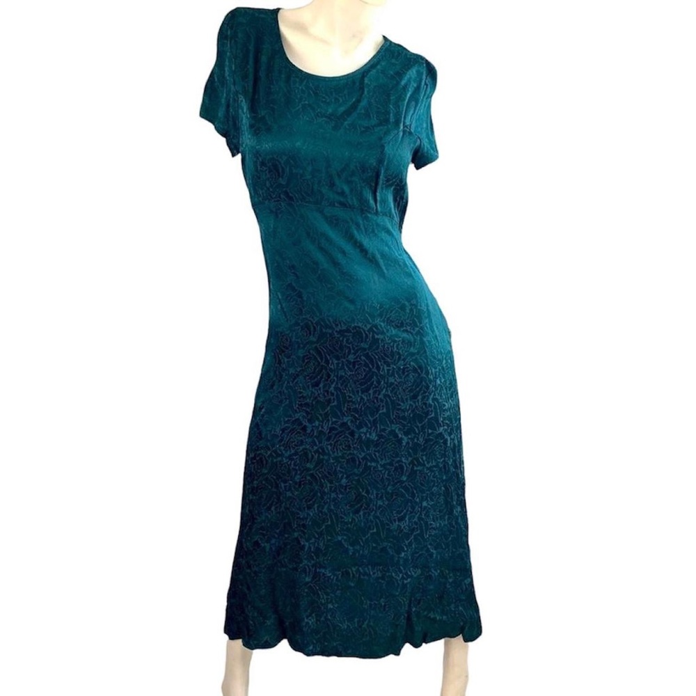 Vintage 90s Jody CA Emerald Green Maxi Dress Sz M
